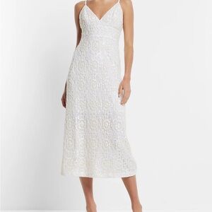 Express Bridal Ivory Sequin Embellished Midi Dress